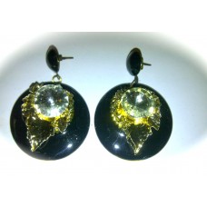 Black & Gold Leaf Earrings